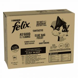 Megapack Felix "So gut wie es aussieht" Pouches 80 x 85 g - Fleisch Mixpaket 1 (Rind