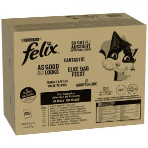 Jumbopack Felix "So gut wie es aussieht" Gelee 120 x 85 g - Fisch Mixpaket 2 (Thunfisch