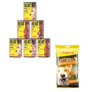 6 x 400 g Josera Meatlovers + 150 g Loopies Geflügel Hundesnack gratis! - Pure: Mix (4 Sorten)