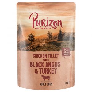 Sparpaket Purizon Adult 24 x 300 g zum Sonderpreis - Hühnerfilet mit Black Angus & Truthahn