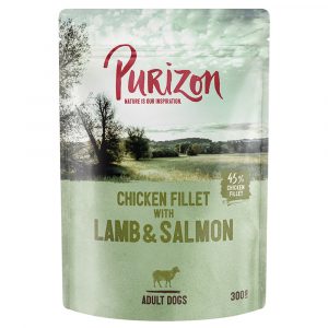 Sparpaket Purizon Adult 24 x 300 g zum Sonderpreis - Hühnerfilet mit Lamm & Lachs