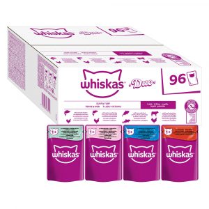 72 + 24 gratis! 96 x 85 g Whiskas Jumbopack - DUO: Surf & Turf in Gelee