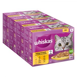 Megapack Whiskas 1+ Adult Frischebeutel 48 x 85 g - Geflügelauswahl in Gelee