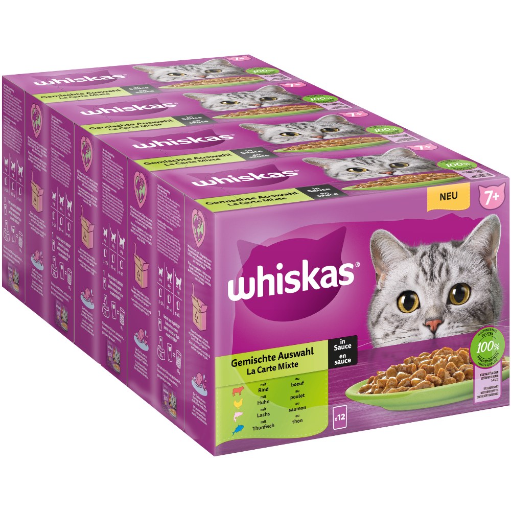 Jumbopack Whiskas Senior Frischebeutel 96 x 85 g - 7+ Gemischte Auswahl in Sauce
