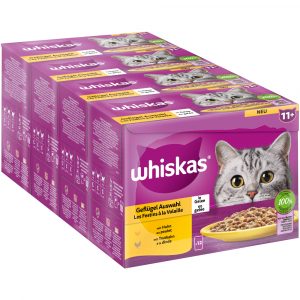 Jumbopack Whiskas Senior Frischebeutel 144 x 85 g - 11+ Geflügelauswahl in Gelee