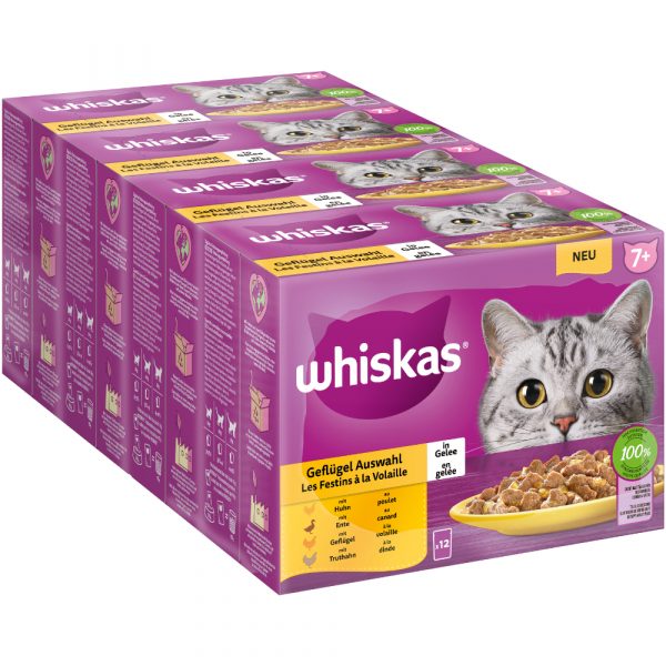 Jumbopack Whiskas Senior Frischebeutel 96 x 85 g  - 7+ Geflügelauswahl in Gelee