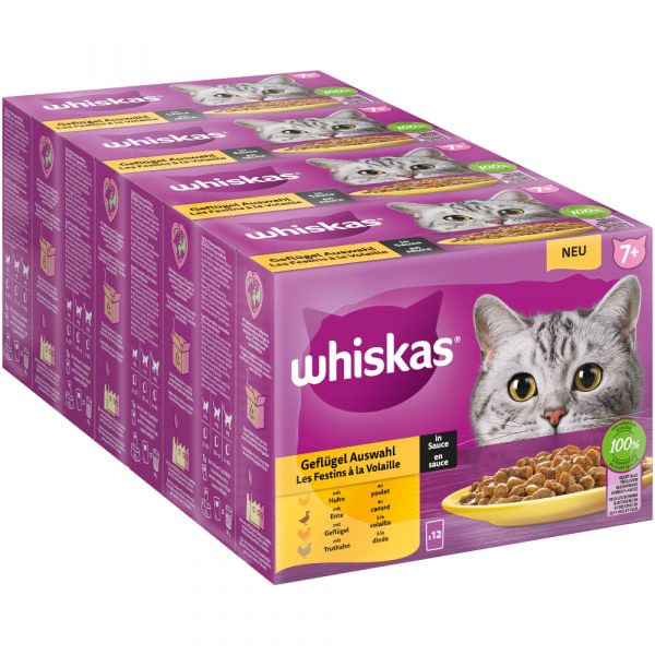 Megapack Whiskas Senior Frischebeutel 48 x 85 g - 7+ Geflügelauswahl in Sauce