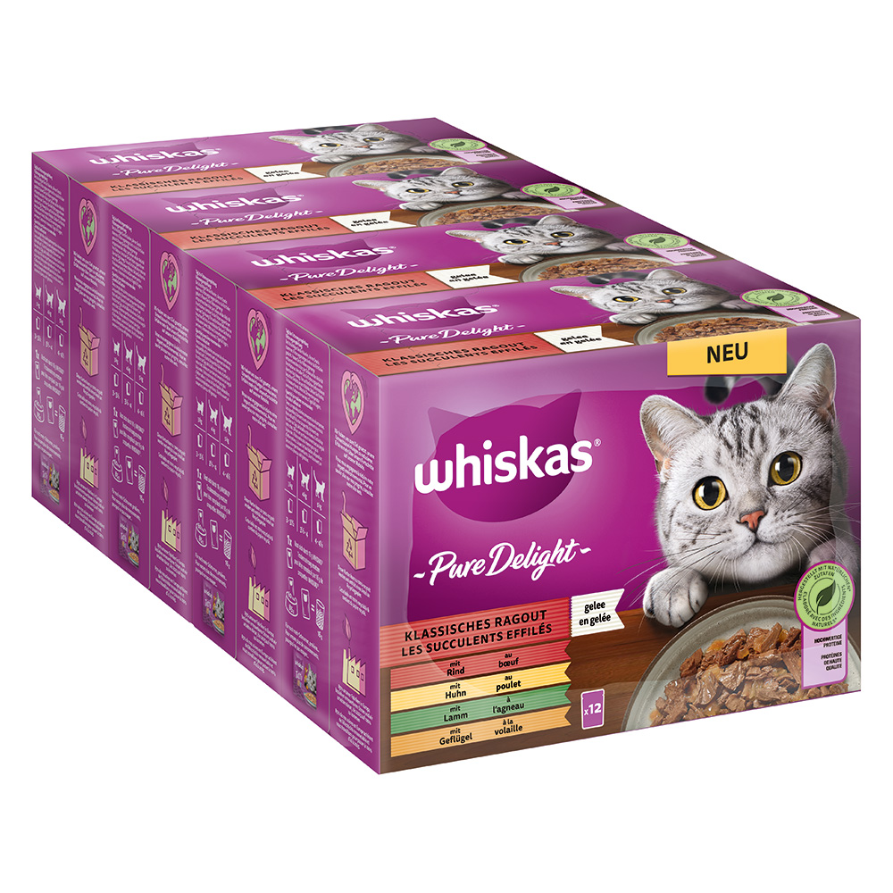 Jumbopack Whiskas Pure Delight Portionsbeutel 144 x 85 g - Klassisches Ragout in Gelee