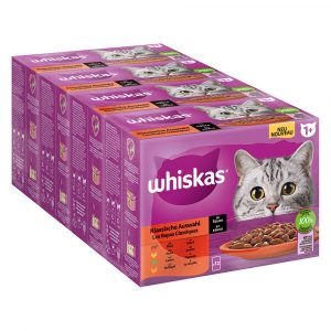 Jumbopack Whiskas 1+ Adult Frischebeutel 144 x 85 g - Klassische Auswahl in Sauce