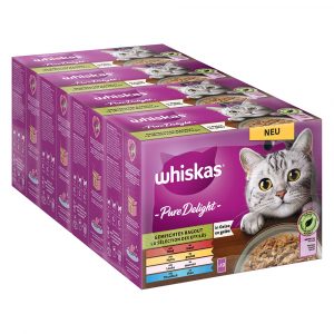 Jumbopack Whiskas Pure Delight Portionsbeutel 96 x 85 g - Gemischtes Ragout in Gelee