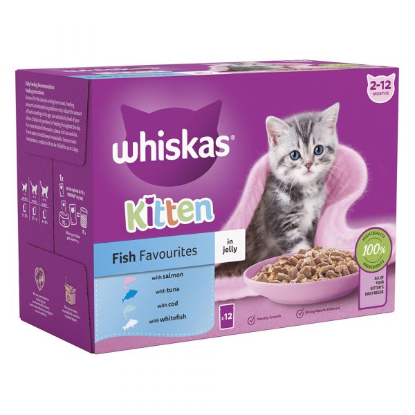 Multipack Whiskas Junior Frischebeutel 12 x 85 g - Fischauswahl in Gelee