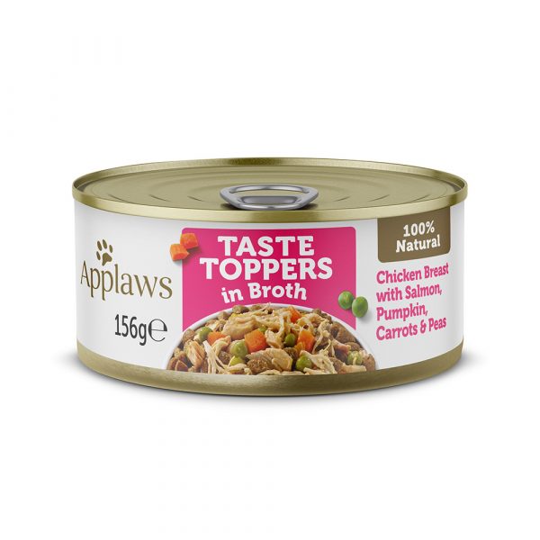 Sparpaket Applaws Taste Toppers in Brühe 12 x 156 g - Huhn mit Lachs