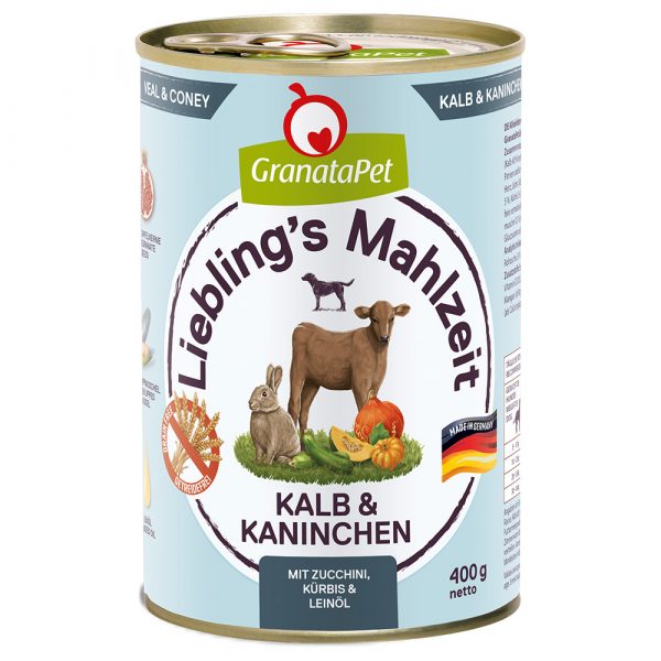 Sparpaket GranataPet Liebling's Mahlzeit 24 x 400 g - Kalb & Kaninchen
