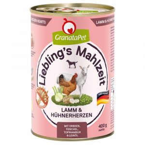 Sparpaket GranataPet Liebling's Mahlzeit 24 x 400 g - Lamm & Hühnerherzen