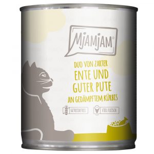 MjAMjAM Duo 6 x 800 g - zarte Ente & gute Pute an gedämpftem Kürbis