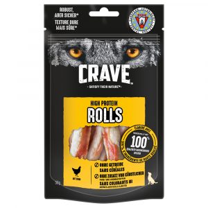 Crave Protein Hundesnacks zum Sonderpreis! - 8 x 50 g Maxi High Rolls: Huhn