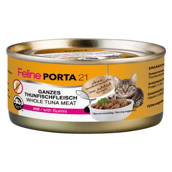 Sparpaket Feline Porta 24 x 156 g - Thunfisch mit Surimi (getreidefrei)