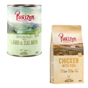 24 x 400 g Purizon Adult + 400 g Trockenfutter gratis!  - Hühnerfilet mit Lachs & Lamm + Huhn & Fisch