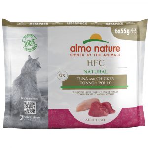 20 + 4 gratis! 24 x 55 g Almo Nature HFC - Natural Pouch: Thunfisch und Huhn