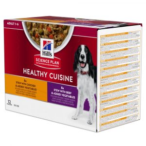 1 + 1 gratis! 24 x 90 g Hill’s Science Plan Healthy Cuisine - Adult mit Huhn & Rind
