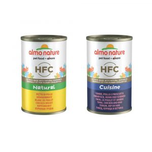 Sparpaket Almo Nature HFC Natural 12 x 140 g - Mixpaket (Hühnerbrust & Thunfisch/Huhn/Schinken)