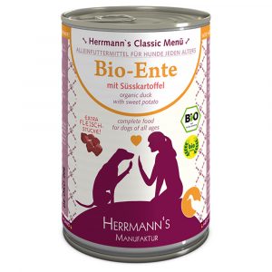 Sparpaket Herrmann's Menü getreidefrei 24 x 400 g - Bio Ente mit Bio Süßkartoffel