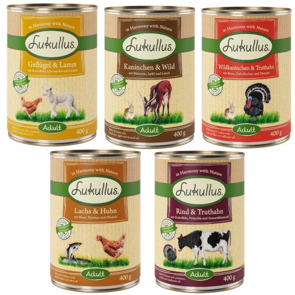 10 + 2 gratis! 12 x 400 g Sparpaket Lukullus Naturkost - Mixpaket 1 ( 5 Sorten)