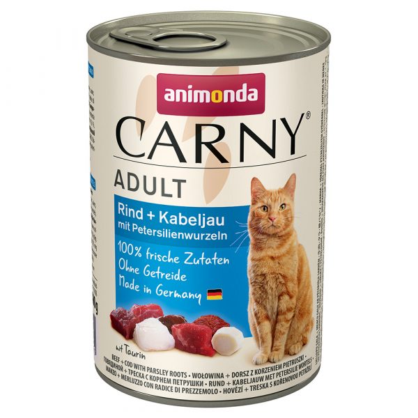 20 + 4 gratis! 24 x 400 g Animonda Carny Adult - Rind & Kabeljau mit Petersilienwurzel