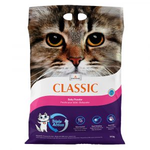 2 kg gratis! 14 kg Intersand Classic Katzenstreu - Babypuderduft