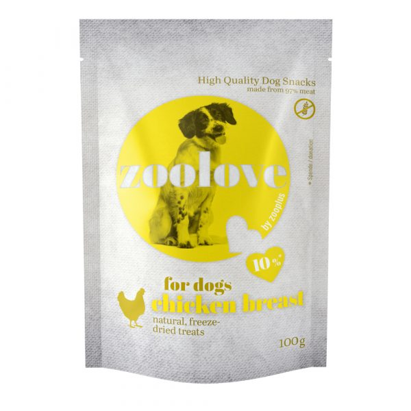 Sparpaket: zoolove gefriergetrocknete Snacks 5 x 100 g  - Hühnerbrustfilet