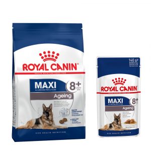 8 kg / 15 kg Royal Canin Trockenfutter + passendes Nassfutter gratis! - Maxi Ageing 8+ (15 kg) + Maxi Ageing 8+ (10 x 140 g)