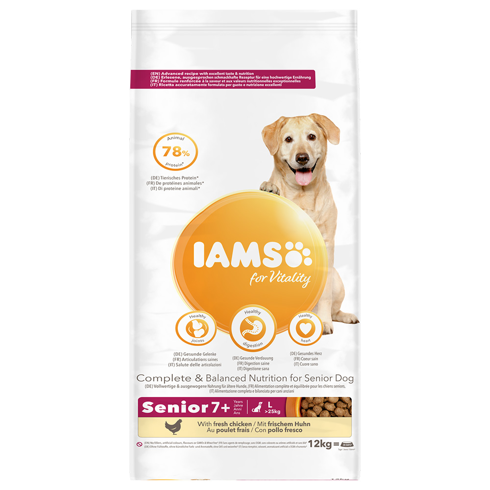 IAMS for Vitality Dog Senior & Mature Large Huhn - Sparpaket: 2 x 12 kg