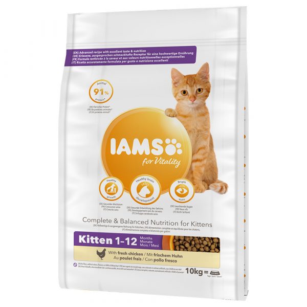 10 kg IAMS for Vitality zum Sonderpreis! - Kätzchen mit Frischem Huhn