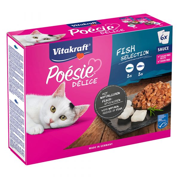 5 + 1 gratis! 6 x 85 g Vitakraft Poésie DéliSauce Mixpaket - Fisch-Mix