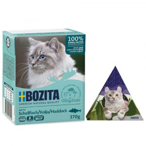 24 x 370 g Bozita Tetra Häppchen + House Tipi Tent gratis! - Schellfisch in Gelee