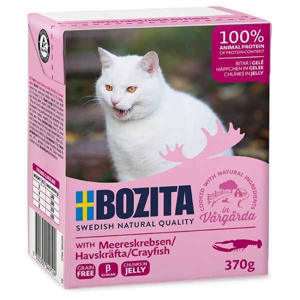 5 + 1 gratis! 6 x 370 g Bozita Häppchen in Gelee oder Soße - Meereskrebsen in Gelee