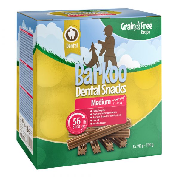 Sparpaket Barkoo Dental Snacks 28 bzw. 56 Stück - GETREIDEFREIE Rezeptur - für mittelgroße Hunde 56 St. (1