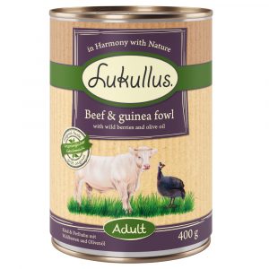 10 + 2 gratis! 12 x 400 g Sparpaket Lukullus Naturkost - Rind & Perlhuhn (getreidefrei)