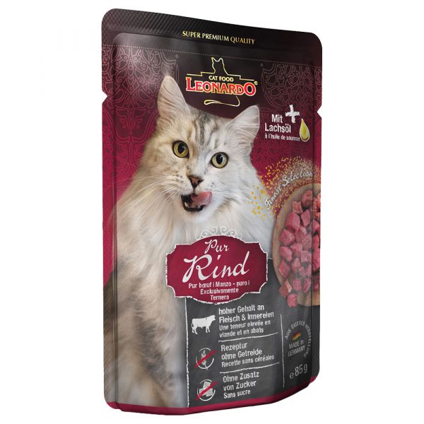 Sparpaket Leonardo Finest Selection Katzenfutter Pouch 32 x 85 g - Rind pur