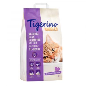 2 x 14 l Tigerino Nuggies Katzenstreu zum Sonderpreis! - Classic Babypuderduft (grobe Körnung)