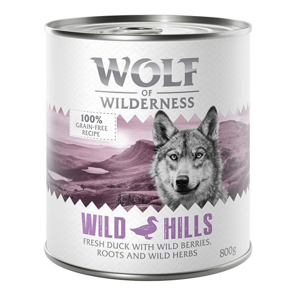 10 € Rabatt sichern! Sparpaket Wolf of Wilderness 24 x 800 g - Wild Hills - Ente