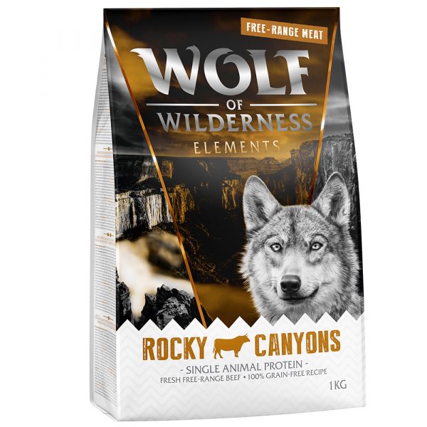 25 % Rabatt auf 2 x 1 kg Wolf of Wilderness Trockenfutter! NEU: ADULT Rocky Canyons - Freiland-Rind (Monoprotein)