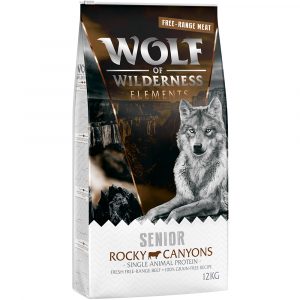 2 x 12 kg Wolf of Wilderness Trockenfutter (Monoprotein) mit Freiland-Fleisch - SENIOR Rocky Canyons - Freilandrind