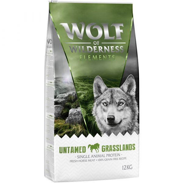 2 x 12 kg Wolf of Wilderness Trockenfutter "Elements" - getreidefrei - NEU: Untamed Grasslands - Pferd
