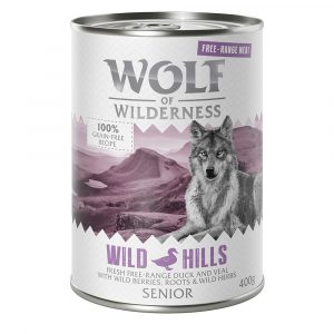 Wolf of Wilderness Trocken- und Nassfutter mit Freiland-Fleisch - SENIOR Wild Hills - Freiland-Ente & Freiland-Kalb (Nassfutter
