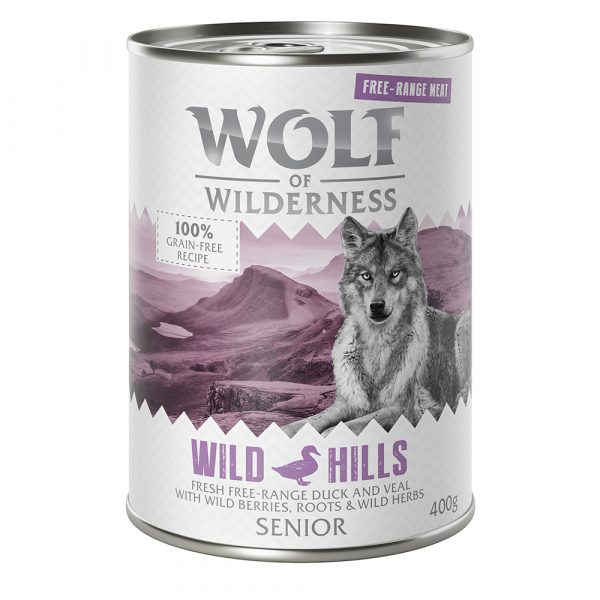 Wolf of Wilderness Trocken- und Nassfutter mit Freiland-Fleisch - SENIOR Wild Hills - Freiland-Ente & Freiland-Kalb (Nassfutter