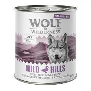 10 € Rabatt sichern! Sparpaket Wolf of Wilderness 24 x 800 g - Wild Hills - Freiland-Ente