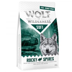 Wolf of Wilderness Trocken- und Nassfutter mit Freiland-Fleisch - SOFT Rocky Spires - Freiland-Huhn & Perlhuhn (1 kg)