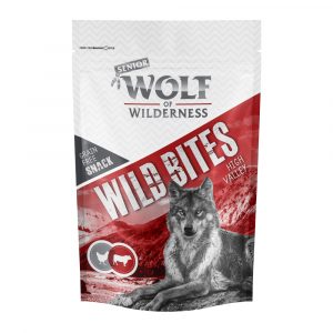 Sparpaket Wolf of Wilderness Snack - Wild Bites 3 x 180 g - NEU: SENIOR High Valley - Rind