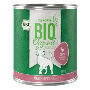 22 + 2 gratis! zooplus Bio 24 x 800 g   - Bio-Ente mit Bio-Süßkartoffel (getreidefrei)